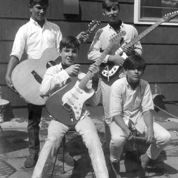 "The Knights” 1965 L-R Dave Karchere, Brian, Art Barton, Bill Sims,  (not pictured, Tracy MacIntosh)