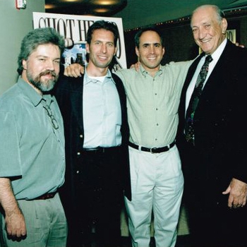 Brian with director George Roy, HBO Sports executive Ross Greenburg, and former pitcher Ralph Branca at HBO in New York for the screening of “Shot heard ‘Round the World” for which Brian was nominated for a music Emmy in 2001