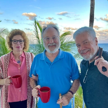 April 1, 2023 Pompano Beach Florida, David and Leslie Wilkes visit Brian’s AIRBNB for a cigar and coffee. David was Brian’s first publisher at Leiber and Krebs in 1976.