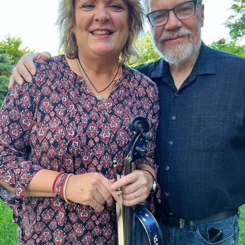 August 14, 2023 Eileen Ivers and Brian Keane, backstage at the Levitt Pavilion, Westport, Connecticut.