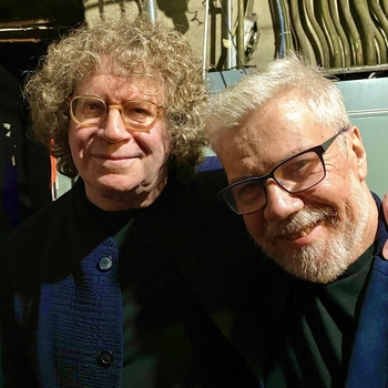 October 1, 2023 Regent Theater, Arlington, Mass, Brian and composer Randy Edelman ("My Cousin Vinny”, "The Mask”), backstage at the New England Music Hall of Fame induction ceremony.