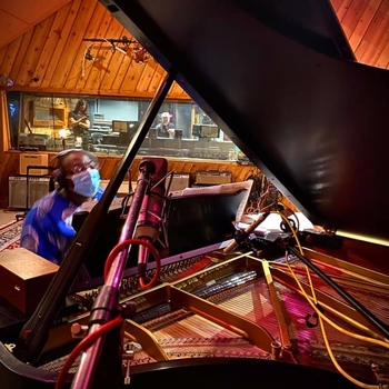 September 13, 2020 Cyrus Chestnut tracking with Brian in the control room at Carriage House Studios for the “Driving While Black” soundtrack.