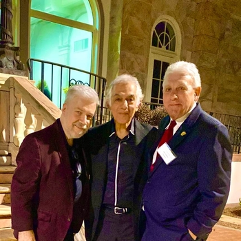 January 20, 2022 Brian, Omar Faruk Tekbilek, and presenter, Nat Colletta, after their concert at the Ringling Museum in Sarasota, Florida.