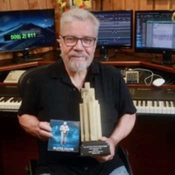 Brian at his composing station receiving New York Festival Gold for his score to Oliver Sacks. June 2025