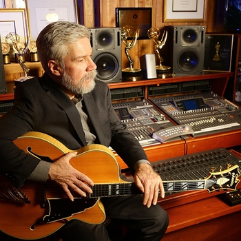 Brian in between guitar takes at the studio 2017