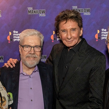 Bonnie, Brian, Barry Manilow, and keyboardist Joey Melotti backstage at Radio City Music Hall in New York October 2024