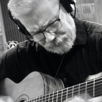 Brian recording Flamenco guitar on his Middle East Symphony January 2025