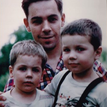 Brian and brother Geoffrey with father, George Keane 1956