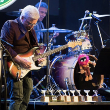 Brian on stage with drummer, Arti Dixson at the New England Music Hall of Fame Awards at Toad’s Place in New Haven, CT. December 2024