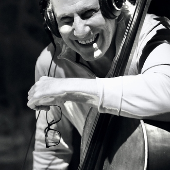 Cellist Dan Barrett at symphony recording session September 2025